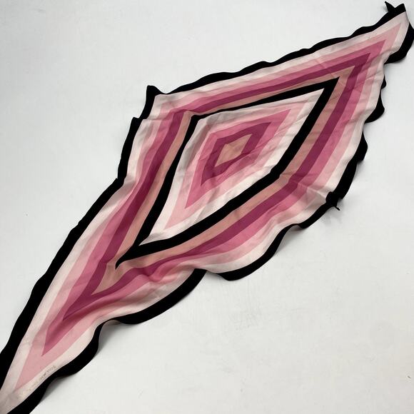 Kate Spade Pink Diamond Striped Silk Satin Scarf - Picture 4 of 6